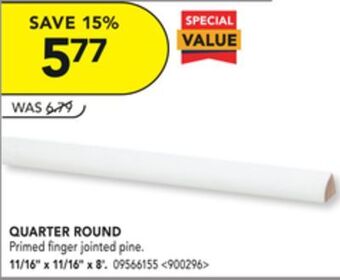 RONA Metrie quarter round 11/16" x 11/16" x 8' offer