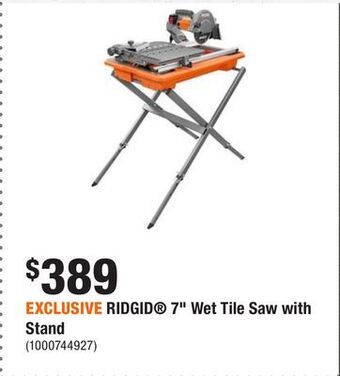 Home Depot Exclusive ridgid® 7" wet tile saw with stand offer