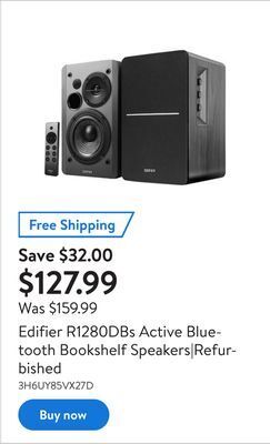 Walmart Edifier r1280dbs active bluetooth bookshelf speakers|refurbished offer