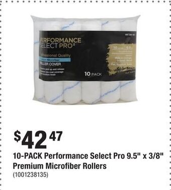 Home Depot 10-pack performance select pro 9.5" x 3/8" premium microfiber rollers offer