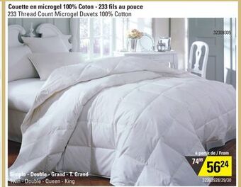 Sushi Shop 233 thread count microgel duvets 100% cotton offer