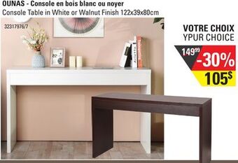 Sushi Shop Console table in white or walnut finish offer