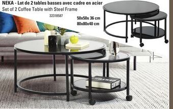 Sushi Shop Neka set of 2 coffee table with steel frame offer