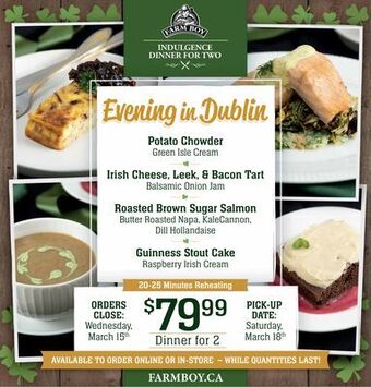 Farm Boy Evening in dublin offer