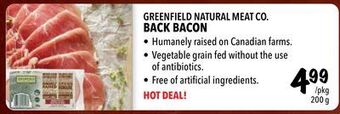 Farm Boy Greenfield natural meat co. back bacon offer