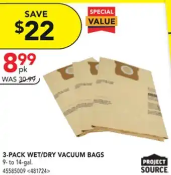 Lowe's Project source 3-pack wet/dry vacuum bags offer