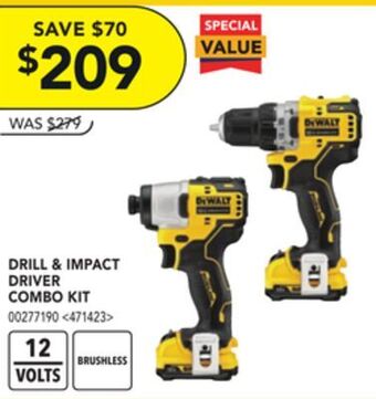 Lowe's Dewalt drill & impact driver combo kit offer