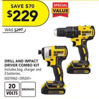 Lowe's Dewalt drill and impact driver combo kit offer