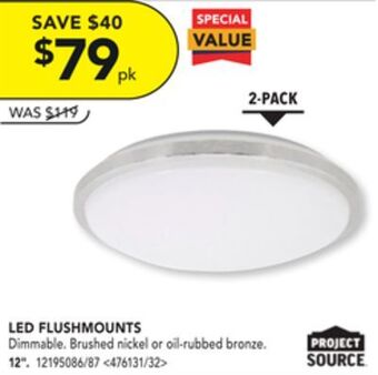 Lowe's Project source 2-pack led flushmounts 12" offer