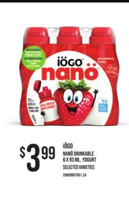Zehrs Markets Iögo nanö drinkable 6 x 93 ml, yogurt offer