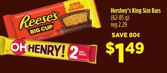 Chalo FreshCo Hershey's king size bars (62-85 g) offer