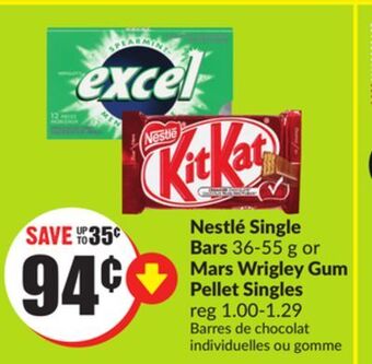Chalo FreshCo Nestlé single bars 36-55 g or mars wrigley gum pellet singles offer
