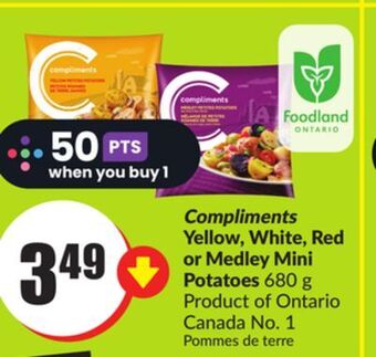 Chalo FreshCo Compliments yellow, white, red or medley mini potatoes 680 g product of ontario canada no. 1 offer