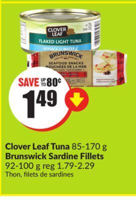 Chalo FreshCo Clover leaf tuna 85-170 g brunswick sardine fillets 92-100 g offer