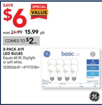 RONA Ge 8-pack a19 led bulbs offer