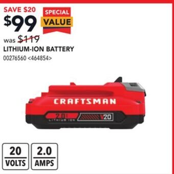 RONA Craftsman lithium-ion battery offer