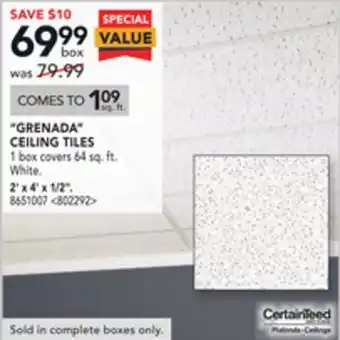 RONA Certainteed "grenada" ceiling tiles 2' x 4' x 1/2" offer