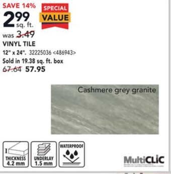 RONA Multiclic vinyl tile, 12" x 24" offer