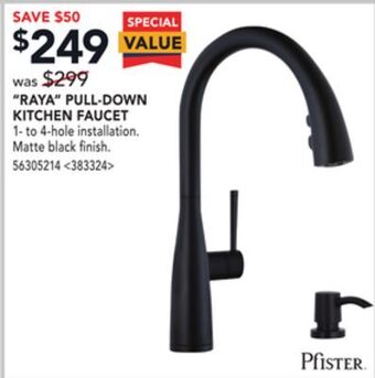 RONA Pfister "raya" pull-down kitchen faucet offer