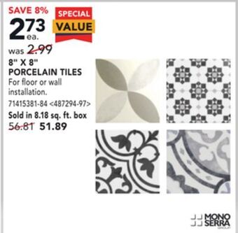 RONA Mono serra porcelain tiles offer