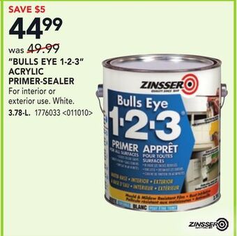 RONA Zinsser "bulls eye 1-2-3" acrylic primer-sealer offer