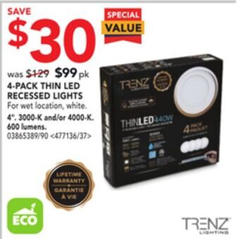 RONA Trenz 4-pack thin led recessed lights offer