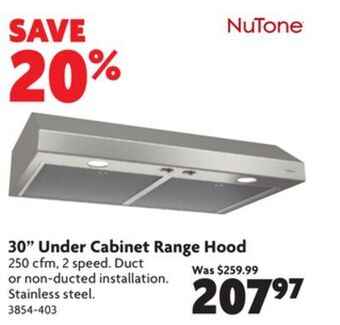 Home Hardware 30" under cabinet range hood offer