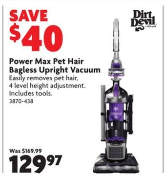 Home Hardware Power max pet hair bagless upright vacuum offer