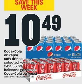 Valu-mart Boissons gazeuses coca-cola ou pepsi, 24x355 ml offer