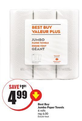 FreshCo Best buy jumbo paper towels 6 rolls offer