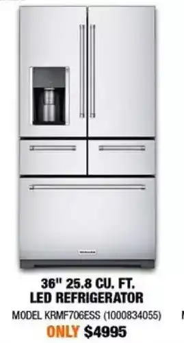 Home Depot 36" 25.8 cu. ft. led refrigerator offer