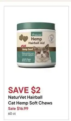 Petvalu Naturvet hairball cat hemp soft chews offer