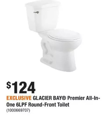 Home Depot Glacier bay premium all-in-one 6lpf round-front toilet offer