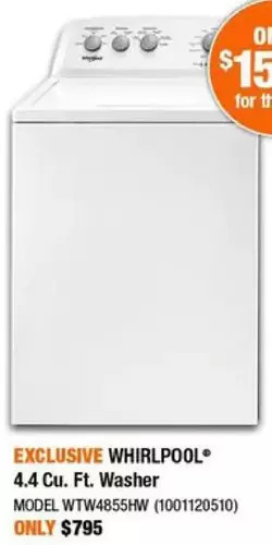 Home Depot Whirlpool 4.4 cu. ft. washer offer