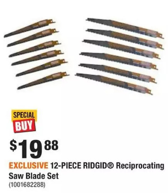 Home Depot 12-piece ridgid reciprocating saw blade set offer
