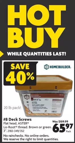 Home Hardware Deck screws offer