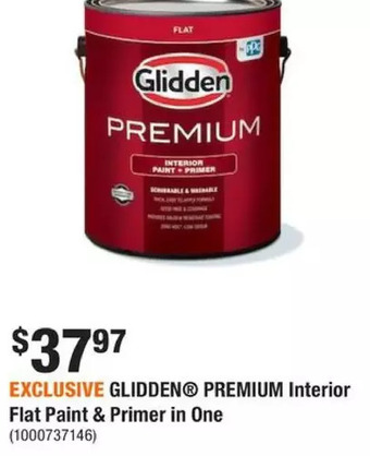 Home Depot Glidden premium interior flat paint & primer in one offer