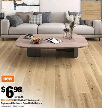 Home Depot Lifeproof 6.5"" waterproof engineered hardwood grand falls hickory offer