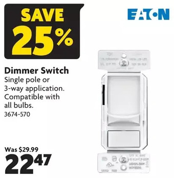 Home Hardware Eaton dimmer switch offer