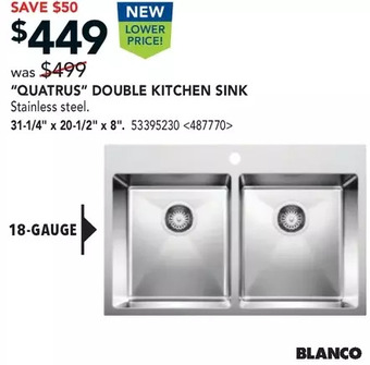 Lowe's Blanco "quatrus" double kitchen sink offer