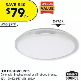 Lowe's Project source led flushmounts offer