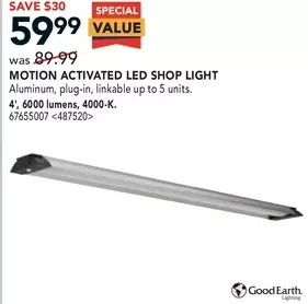 Lowe's Good earth motion activated led shop light offer