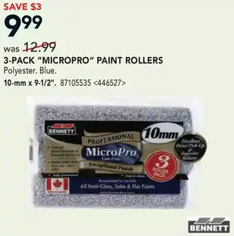 Lowe's Bennett 3-pack "micropro" paint rollers offer
