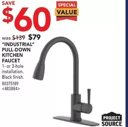 Lowe's Project source "industrial" pull-down kitchen faucet offer