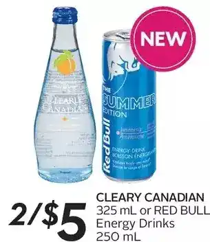 Sobeys Clearly canadian or red bull energy drinks offer