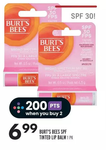 Sobeys Burt's bees spf tinted lip balm offer