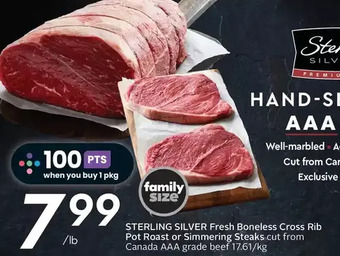 Sobeys Sterling silver fresh boneless inside round oven roast or marinating steak offer