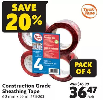 Home Hardware Construction grade sheathing tape offer