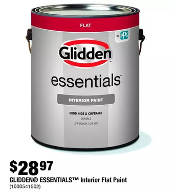 Home Depot Glidden essentials interior flat paint offer