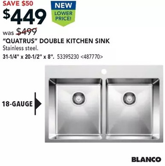 RONA Blanco "quatrus" double kitchen sink offer